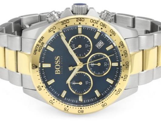 Hugo Boss Hero Blue Dial Two Tone Steel Strap Watch for Men - 1513767 Watches Hugo Boss   