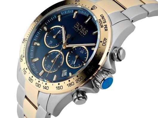 Hugo Boss Hero Blue Dial Two Tone Steel Strap Watch for Men - 1513767 Watches Hugo Boss   