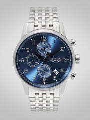 Hugo Boss Navigator Chronograph Blue Dial Silver Steel Strap Watch for Men - 1513498 Watches Hugo Boss   