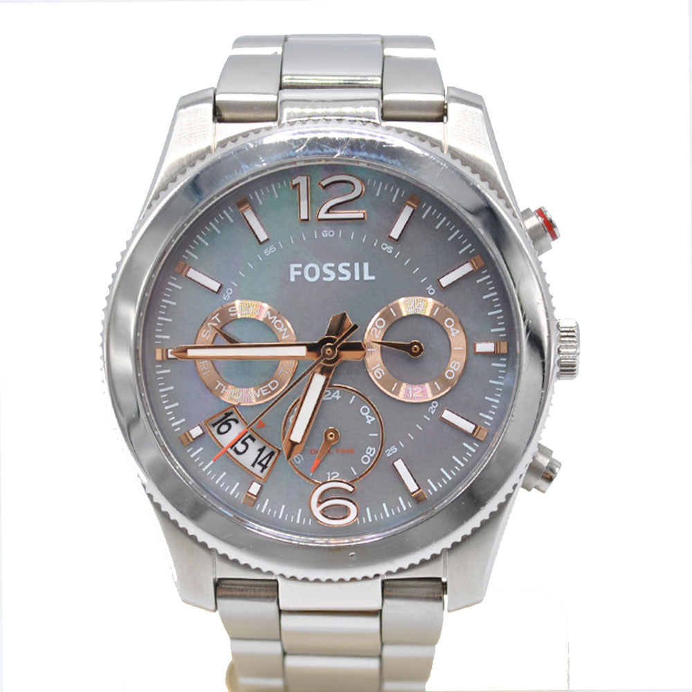 Fossil Perfect Boyfriend Blue Mother of Pearl Dial Silver Steel Strap Watch for Women - ES3880 Watches Fossil   