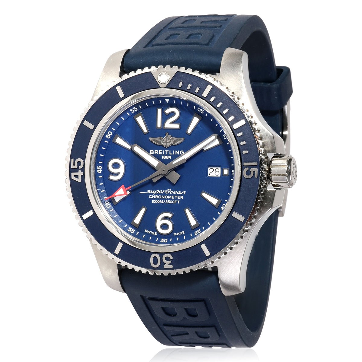 Breitling Superocean 44mm Automatic Blue Dial Blue Rubber Strap Watch for Men - A17367D81C1S2 Watches Breitling   