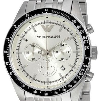 Emporio Armani Sportivo Chronograph Silver Dial Silver Stainless Steel Watch For Men - AR6073 Watches Emporio Armani   