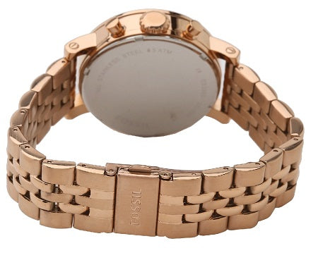 Fossil Boyfriend Chronograph Brown Dial Rose Gold Steel Strap Watch for Women - ES3494 Watches Fossil   