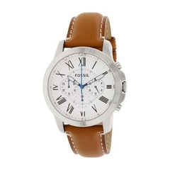 Fossil Grant Chronograph White Dial Brown Leather Strap Watch for Men - FS5060 Watches Fossil   