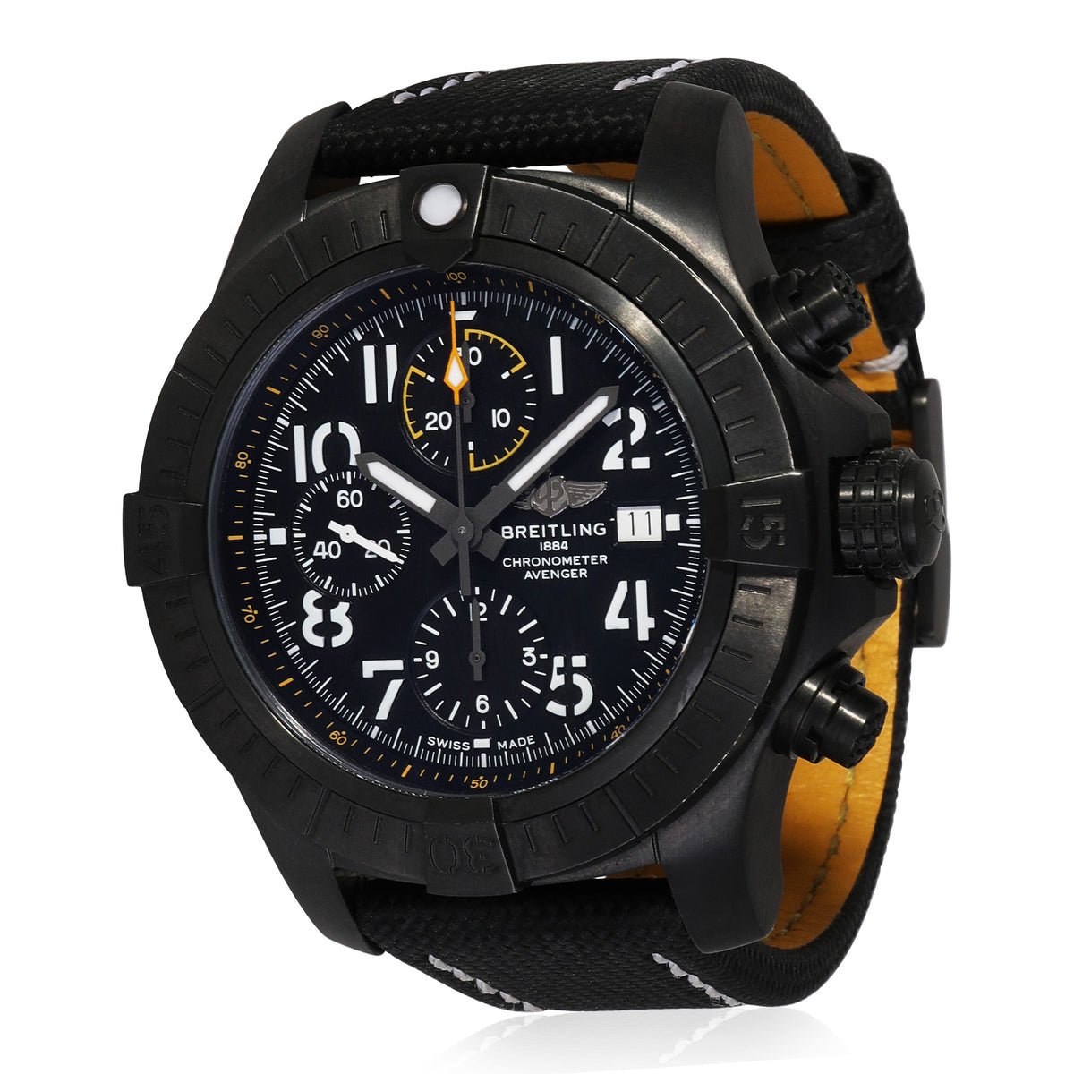 Breitling Avenger Chronograph 45mm Night Mission Black Dial Black Nylon Strap Watch for Men - V13317101B1X1 Watches Breitling   
