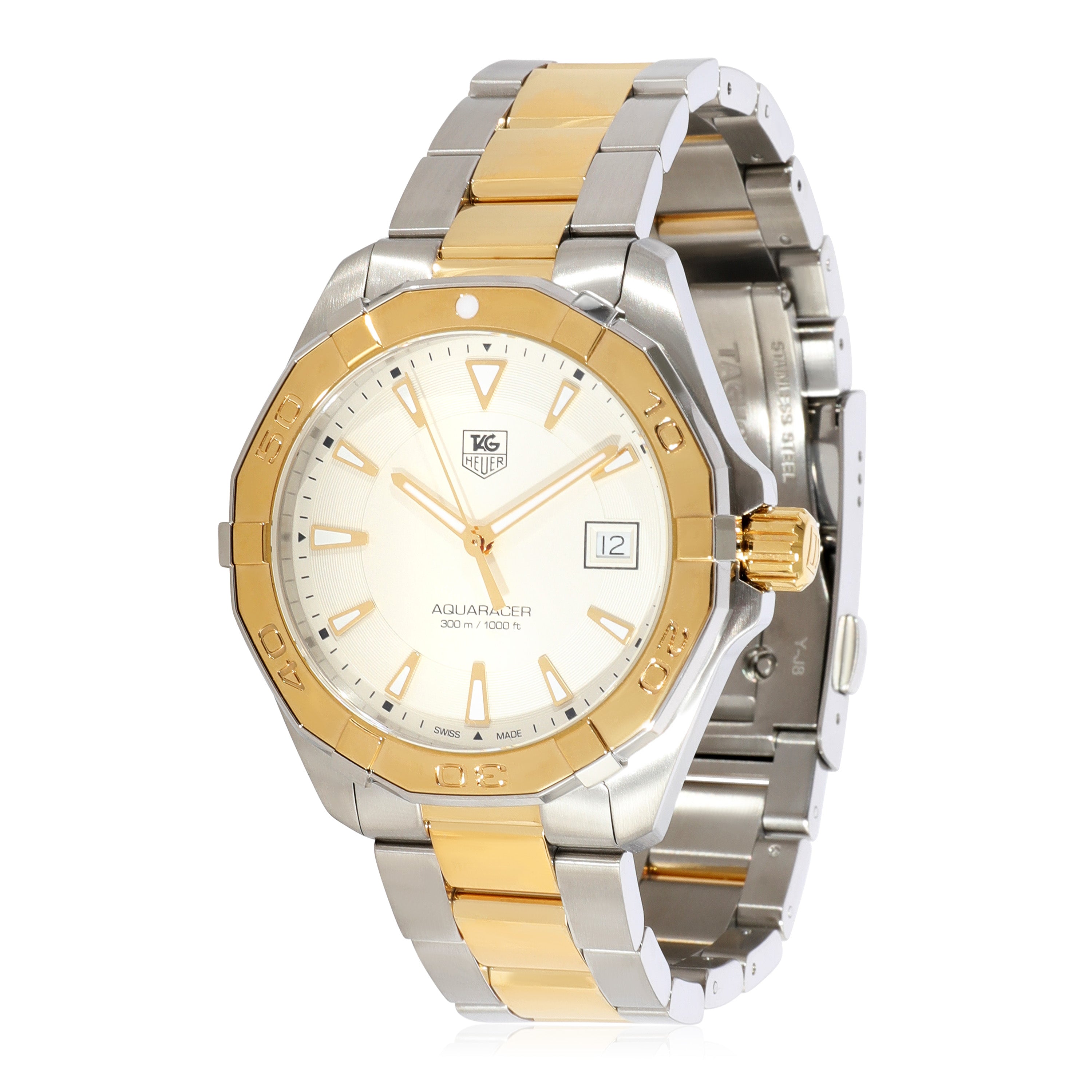 Tag Heuer Aquaracer 41mm Quartz White Dial Two Tone Steel Strap Watch for Men - WAY1120.BB0930 Watches Tag Heuer   