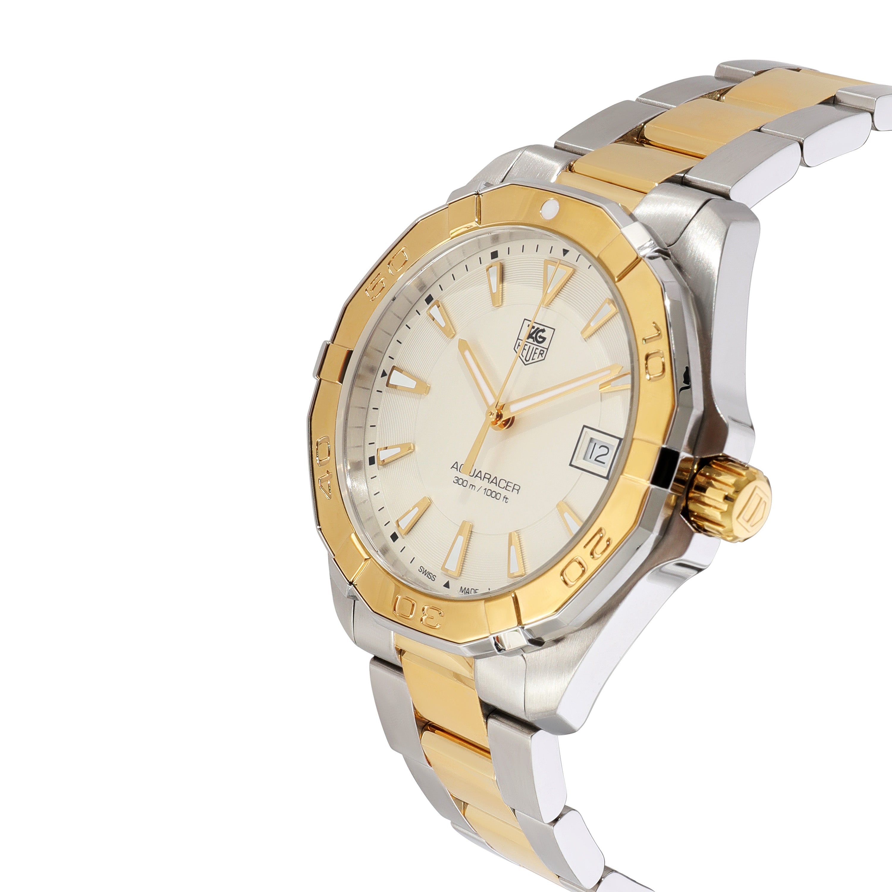 Tag Heuer Aquaracer 41mm Quartz White Dial Two Tone Steel Strap Watch for Men - WAY1120.BB0930 Watches Tag Heuer   