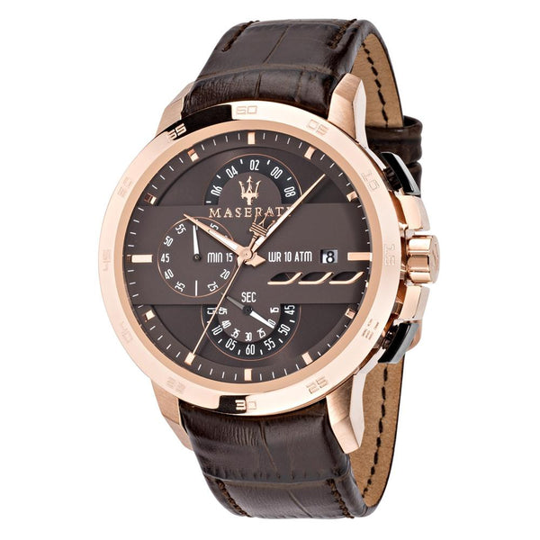 Maserati Ingegno Chronograph Brown Dial Leather Strap Watch For Men - R8871619001 Watches Maserati   