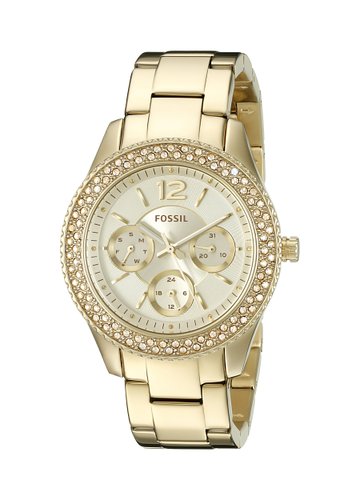 Fossil Stella Multifunction Gold Dial Gold Steel Strap Watch for Women - ES3589 Watches Fossil   