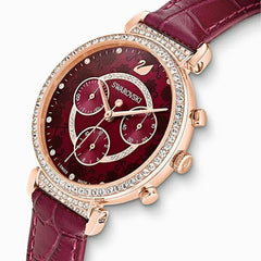 Swarovski Spring Flower Chronograph Red Dial Red Leather Strap Watch for Women - 5598689 Watches Swarovski   