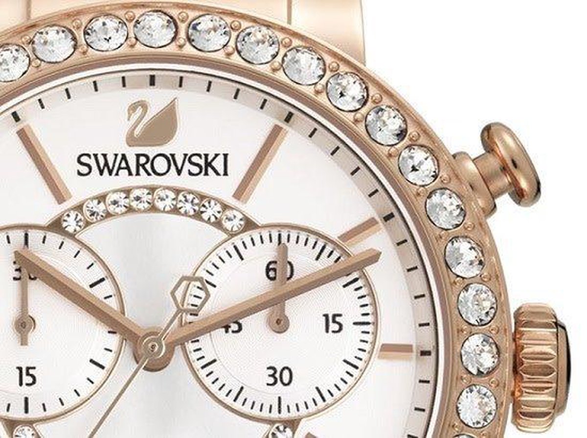 Swarovski Citra Sphere Chrono White Dial White Leather Strap Watch for Women - 5080602 Watches Swarovski   