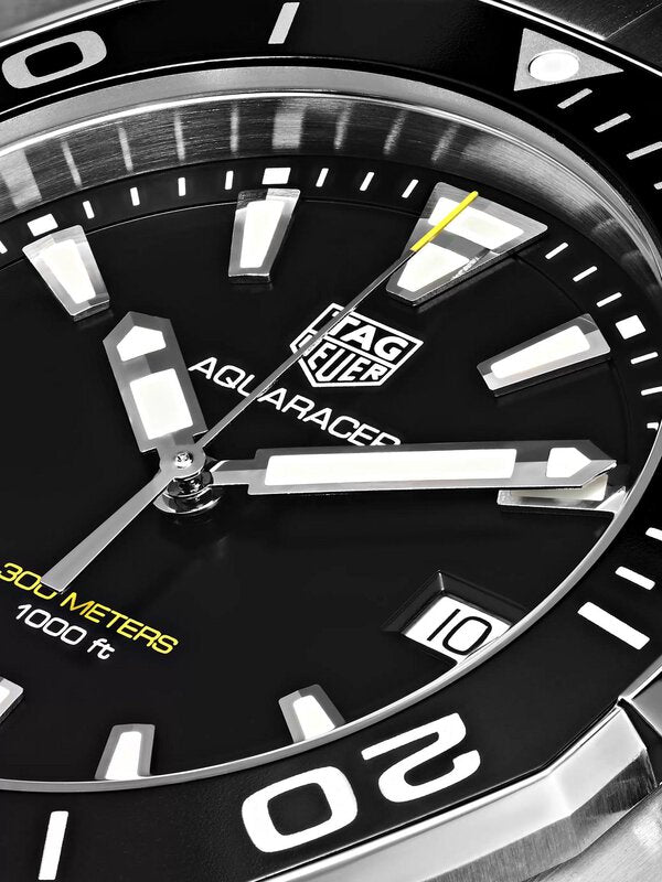 Tag Heuer Aquaracer Black Dial Silver Steel Strap Watch for Men - WAY111A.BA0928 Watches Tag Heuer   