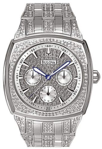 Bulova Crystal Collection Phantom Silver Dial Silver Steel Strap Watch for Men - 96C002 Watches Bulova   