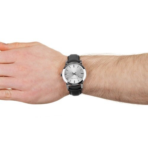 Burberry The City White Dial Black Leather Strap Watch for Men - BU9008 Watches Burberry   