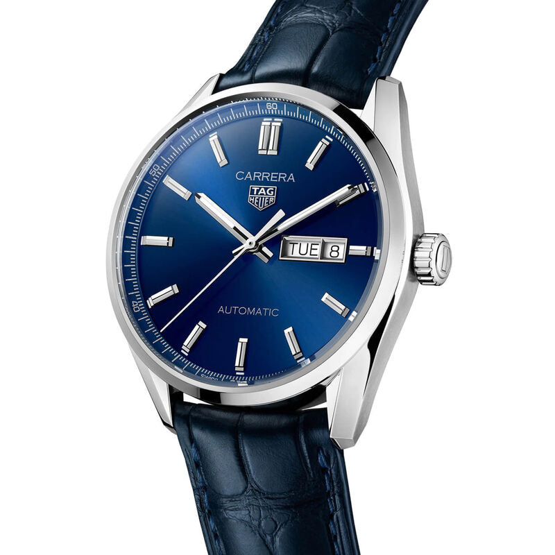 Tag Heuer Carrera Calibre 5 Automatic Blue Dial Blue Leather Strap Watch for Men - WAR201E.FC6292 Watches Tag Heuer   