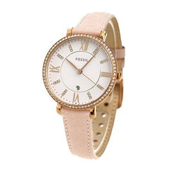 Fossil Jacqueline White Dial Pink Leather Strap Watch for Women - ES4303 Watches Fossil   