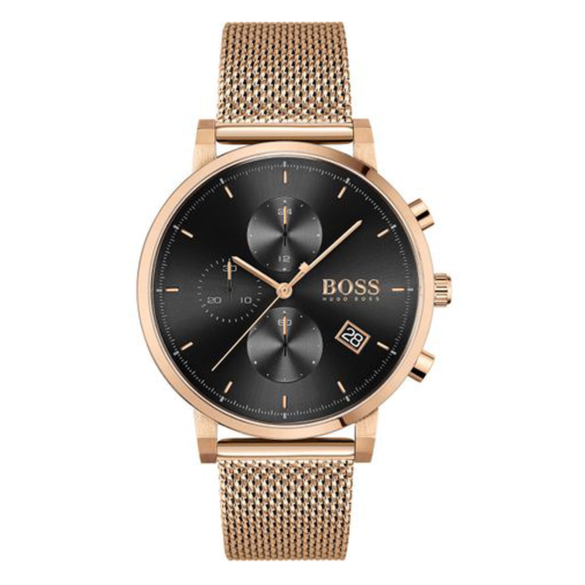 Hugo Boss Integrity Black Dial Gold Mesh Bracelet Watch for Men - 1513808 Watches Hugo Boss   