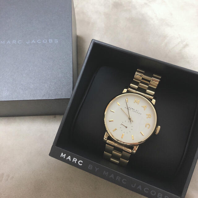 Marc Jacobs Baker White Dial Gold Stainless Steel Strap Watch for Women - MBM3243 Watches Marc Jacobs   