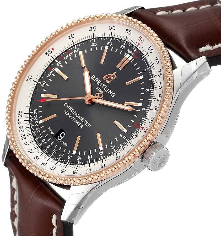 Breitling Navitimer 1 Automatic 41mm Black Dial Brown Leather Strap Mens Watch - U17326211M1P1 Watches Breitling   