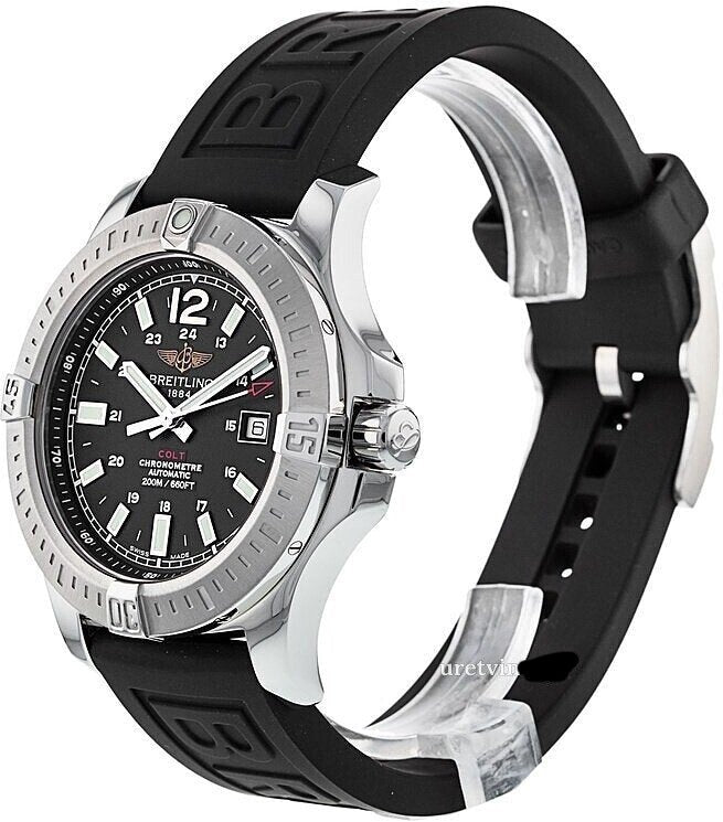 Breitling Colt Automatic 44mm Black Dial Rubber Strap Mens Watch - A1738811/BD44/152S Watches Breitling   