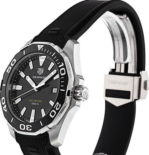 Tag Heuer Aquaracer 40mm Quartz Black Dial Black Rubber Strap Watch for Men -  WAY101A.FT6141 Watches Tag Heuer   