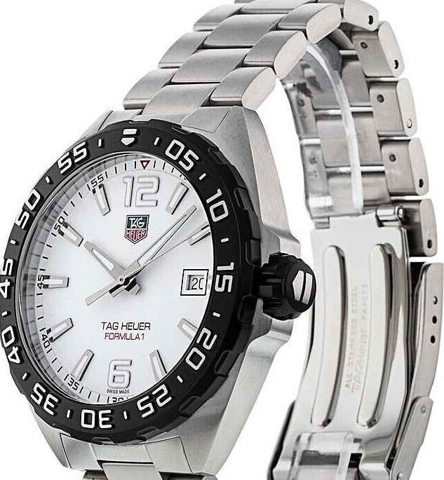 Tag Heuer Formula 1 Quartz 41mm White Dial Silver Steel Strap Watch for Men - WAZ1111.BA0875 Watches Tag Heuer   