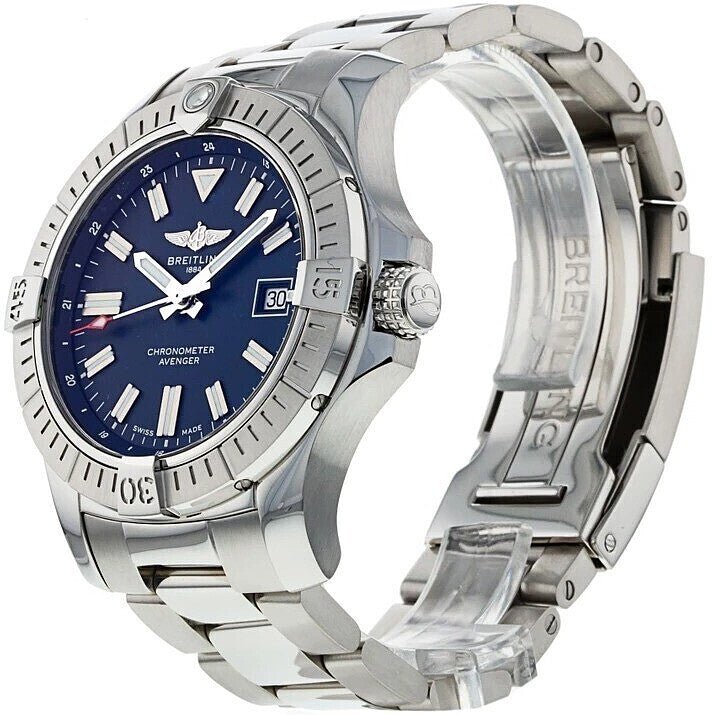 Breitling Avenger Automatic 43mm Blue Dial Silver Steel Strap Watch for Men - A17318101C1A1 Watches Breitling   