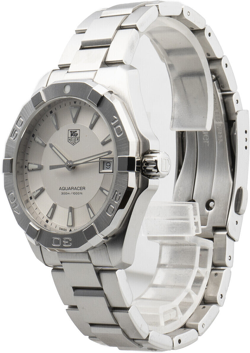 Tag Heuer Aquaracer 41mm Quartz White Dial Silver Steel Strap Watch for Men - WAY1111.BA0928 Watches Tag Heuer   