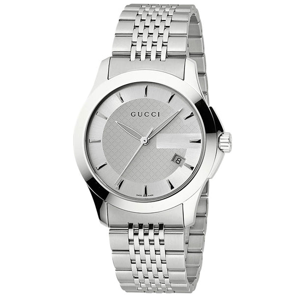 Gucci G Timeless Silver Dial Silver Steel Strap Watch For Men - YA126401 Watches Gucci   