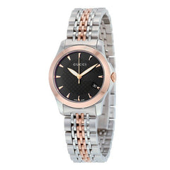 Gucci G Timeless Black Dial Two Tone Steel Strap Watch For Women - YA126512 Watches Gucci   