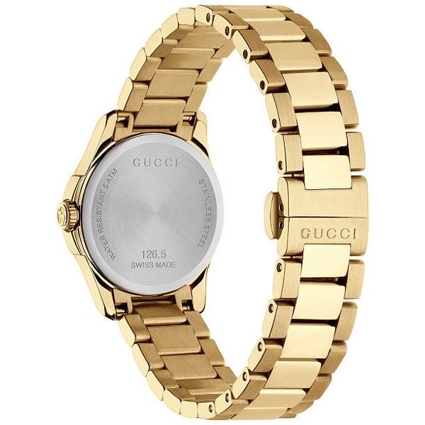 Gucci G Timeless Gold Dial Gold Steel Strap Watch For Women - YA126553 Watches Gucci   