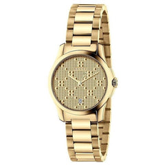 Gucci G Timeless Gold Dial Gold Steel Strap Watch For Women - YA126553 Watches Gucci   