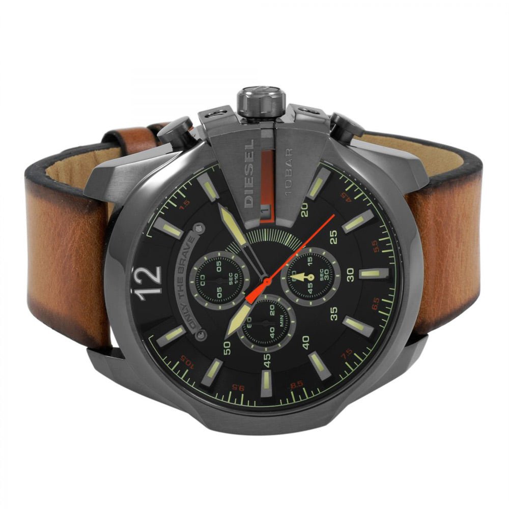 Diesel Mega Chief Quartz Chronograph Brown Leather Watch For Men - DZ4343 Watches Diesel   