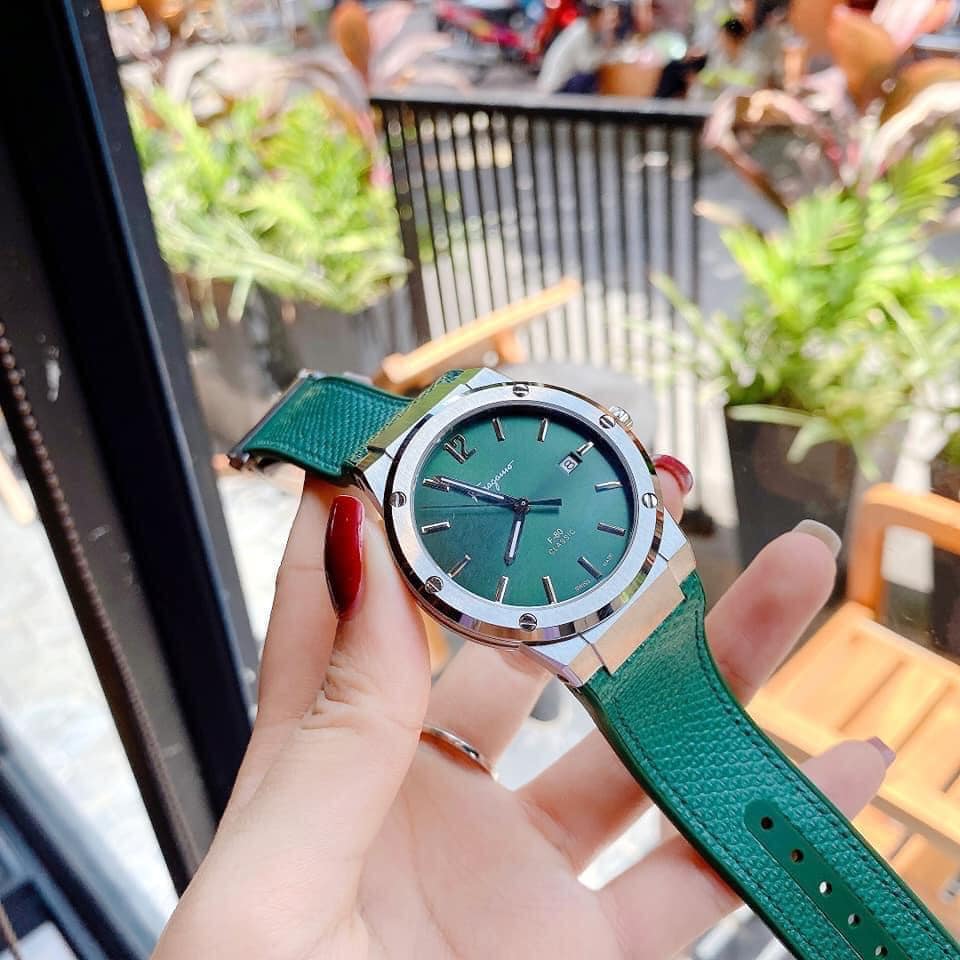 Salvatore Ferragamo F-80 Classic Green Dial Green Leather Strap Watch for Men - SFDT00519 Watches Salvatore Ferragamo   