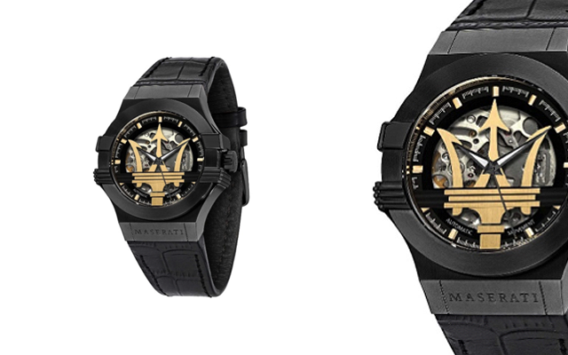 Maserati Potenza Skeleton Limited Edition Black Dial Black Leather Strap Watch For Men - R8821108027 Watches Maserati   