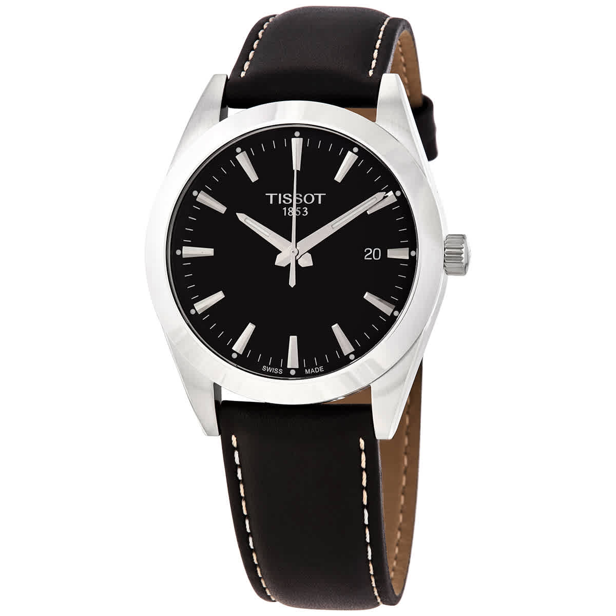 Tissot Gentleman Black Dial Leather Strap Watch For Men - T127.410.16.051.00 Watches Tissot   