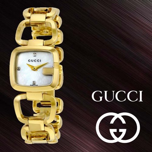 Gucci G Gucci Diamonds Mother of Pearl Dial Yellow Gold Steel Strap Watch For Women - YA125513 Watches Gucci   