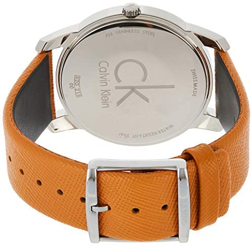 Calvin Klein City Silver Dial Orange Leather Strap Watch for Women - K2G231G6 Watches Calvin Klein   