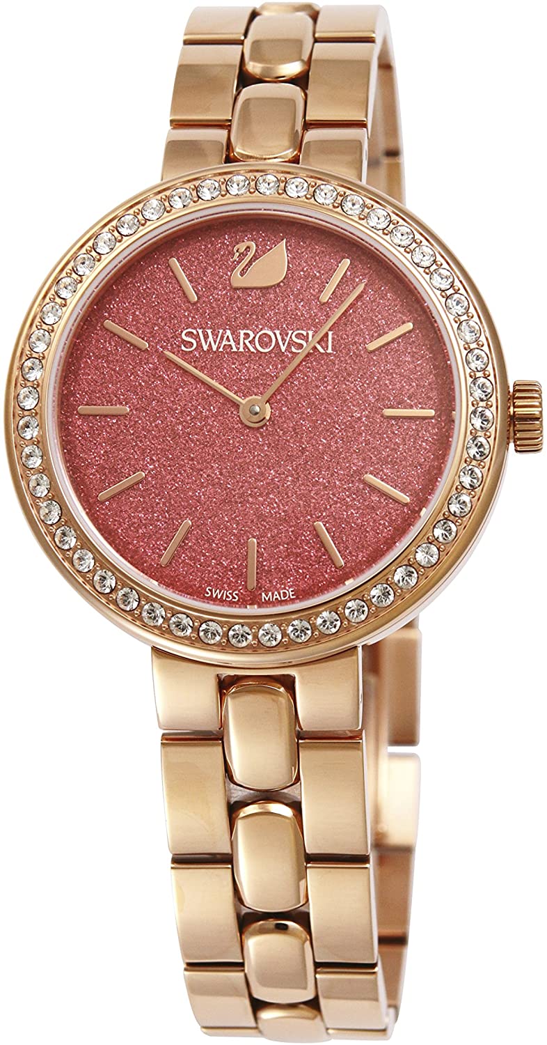 Swarovski Daytime Quartz Coral Dial Rose Gold Steel Strap Watch for Women - 5182250 Watches Swarovski   