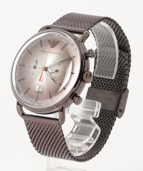 Emporio Armani Aviator Chronograph Grey Dial Brown Mesh Bracelet Watch For Men - AR11169 Watches Emporio Armani   