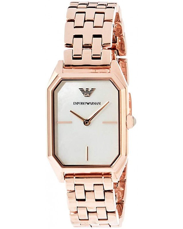 Emporio Armani Giola White Mother of Pearl Dial Rose Gold Stainless Steel Strap Watch For Women - AR11147 Watches Emporio Armani   