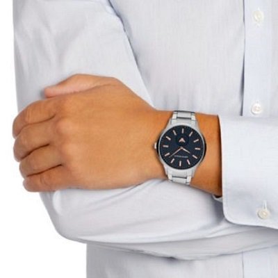 Emporio Armani Renato Blue Dial Silver Stainless Steel Watch For Men - AR11137 Watches Emporio Armani   