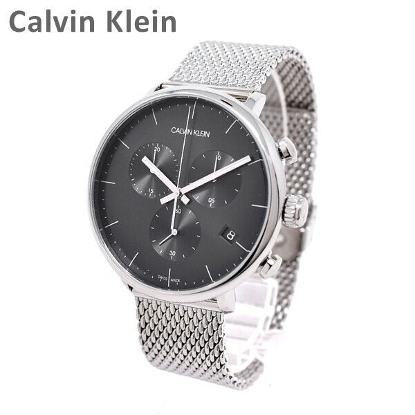 Calvin Klein High Noon Chronograph Black Dial Silver Mesh Bracelet Watch for Men - K8M27121 Watches Calvin Klein   