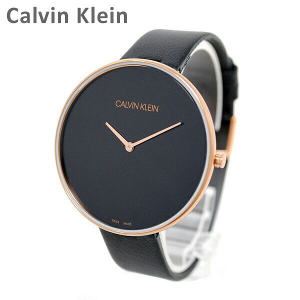 Calvin Klein Full Moon Black Dial Black Leather Strap Watch for Women - K8Y236C1 Watches Calvin Klein   