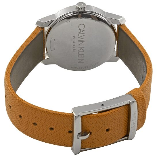 Calvin Klein City Silver Dial Orange Leather Strap Watch for Women - K2G231G6 Watches Calvin Klein   