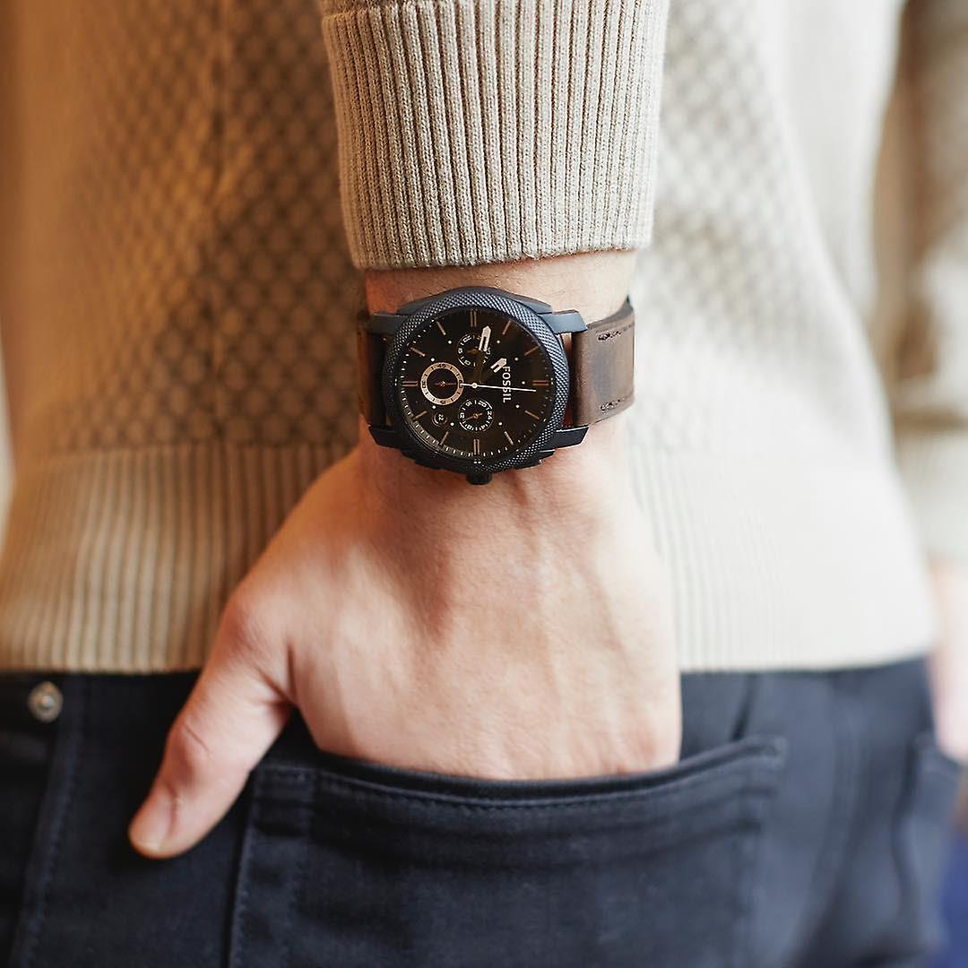 Fossil Machine Flight Chronograph Brown Dial Brown Leather Strap Watch for Men - FS4656 Watches Fossil   