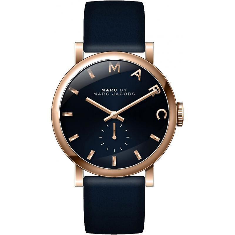 Marc Jacobs Baker Navy Blue Dial Navy Blue Leather Strap Watch for Women - MBM1329 Watches Marc Jacobs   