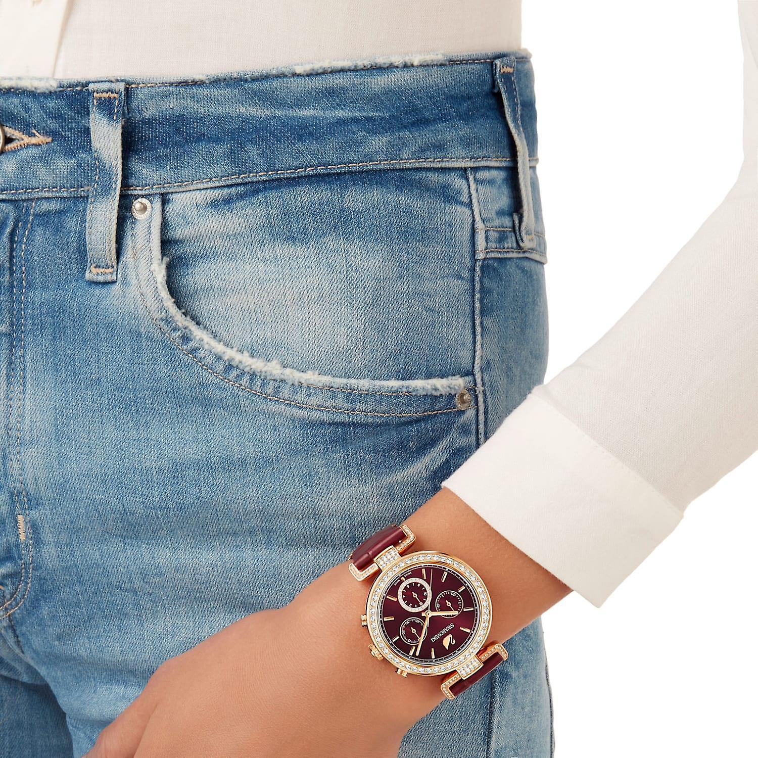 Swarovski Era Journey Red Dial Red Leather Strap Watch for Women - 5416701 Watches Swarovski   
