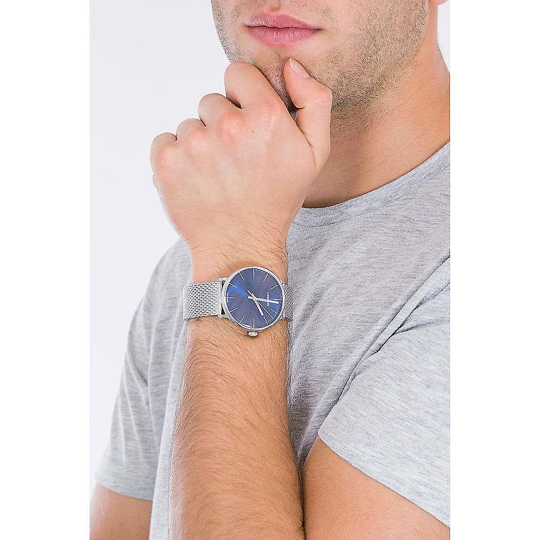 Calvin Klein High Noon Quartz Blue Dial Silver Mesh Bracelet Watch for Men - K8M2112N Watches Calvin Klein   