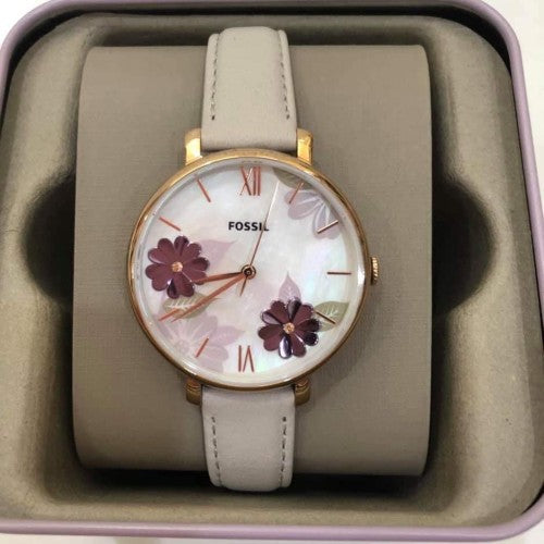 Fossil Jacqueline Mother of Pearl Dial White Leather Strap Watch for Women - ES4672 Watches Fossil   